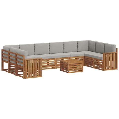 Set divani con cuscino 11 pcs Grigio Naturale e Chiaro - Foto 1