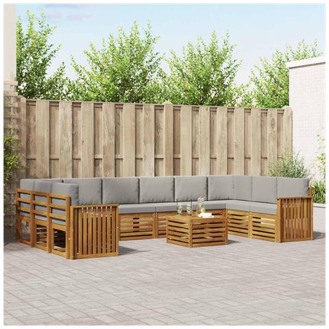 Set divani con cuscino 11 pcs Grigio Naturale e Chiaro - Foto 2