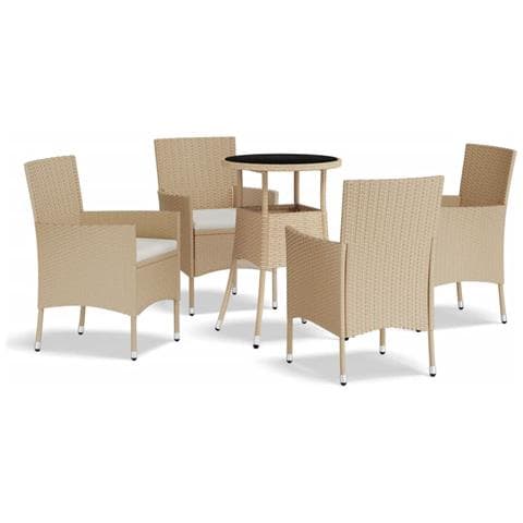 Set da Bistrò da Giardino 5 pz con Cuscini Beige in Polyrattan - Foto 1
