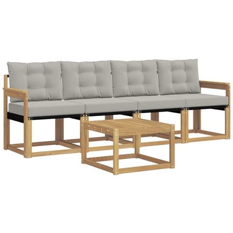 Set di divani da esterno 5 pcs Bianco e Grigio Chiaro - Foto 1