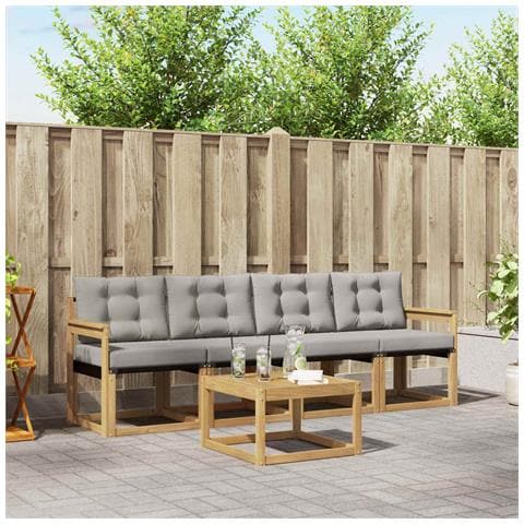 Set di divani da esterno 5 pcs Bianco e Grigio Chiaro - Foto 2