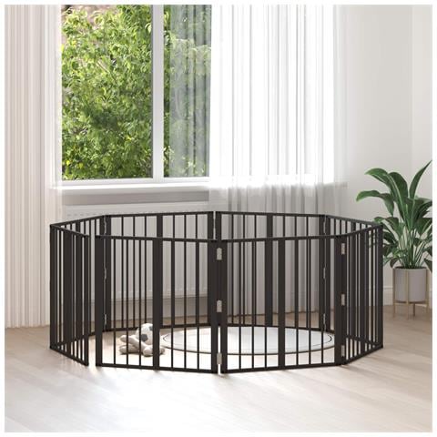 Cancello per cani 8 pcs Nero 60 x 60 cm Acciaio zincato - Foto 2