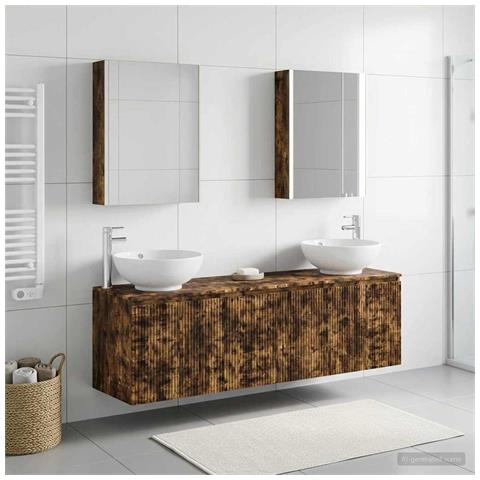 Set di Armadi da Bagno 5 pcs Rovere Fumo Legno ingegnerizzato - Foto 2