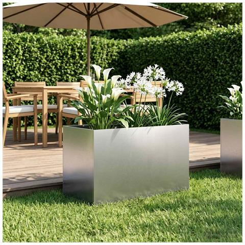 Vaso da giardino Argento 50 x 40 x 40 cm Acciaio Inox - Foto 2