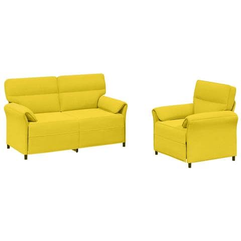 Set di divani 2 pz Giallo Chiaro Tessuto - Foto 1