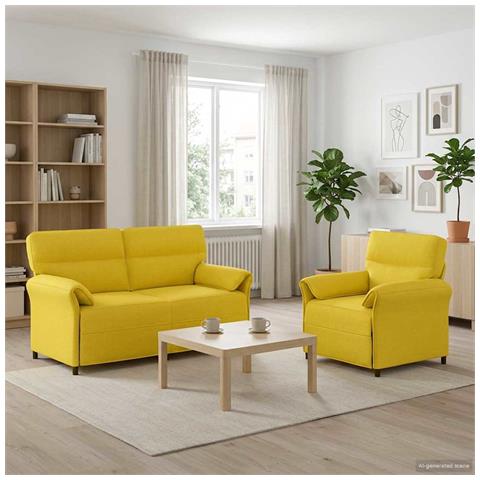 Set di divani 2 pz Giallo Chiaro Tessuto - Foto 2
