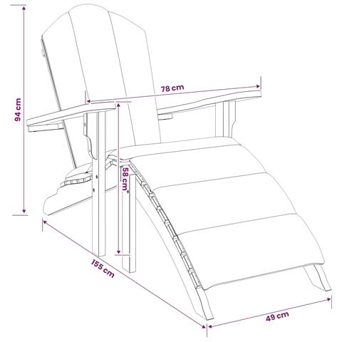 Sedia Adirondack da Giardino con Poggiapiedi Naturale - Foto 7