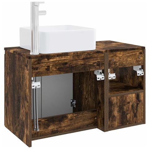 Set di mobili per il bagno 2 pz Rovere Fumo - Foto 2