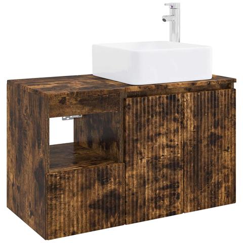 Set di mobili per il bagno 2 pz Rovere Fumo - Foto 1