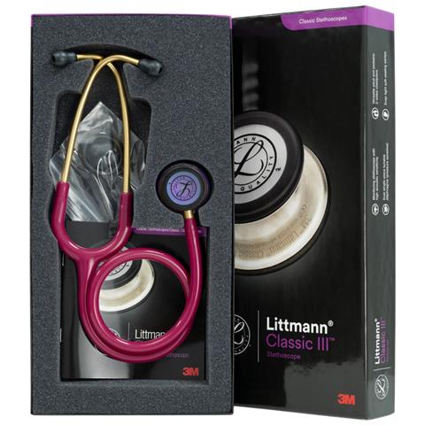 Stetoscopio Littmann Classic III 5806 professionale tubo rosso lampone doppia testa acustica adulto pediatrico - Foto 2