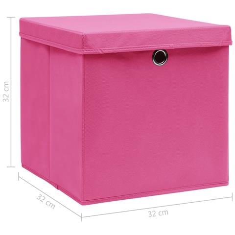 Scatole Portaoggetti con Coperchi 4pz Rosa 32x32x32 cm Tessuto - Foto 2