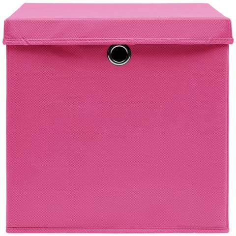 Scatole Portaoggetti con Coperchi 4pz Rosa 32x32x32 cm Tessuto - Foto 6
