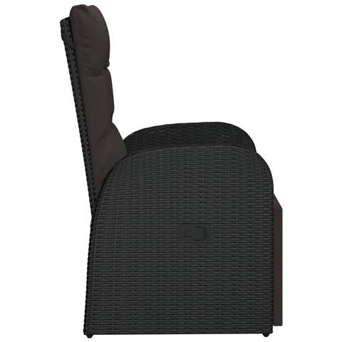 Sedia da Giardino Reclinabile con Cuscino in Polyrattan Nero - Foto 2