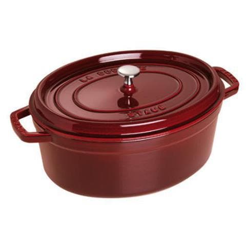 Pentola Ovale in Ghisa con Coperchio Diametro 23 cm Colore Bordeaux - Foto 1