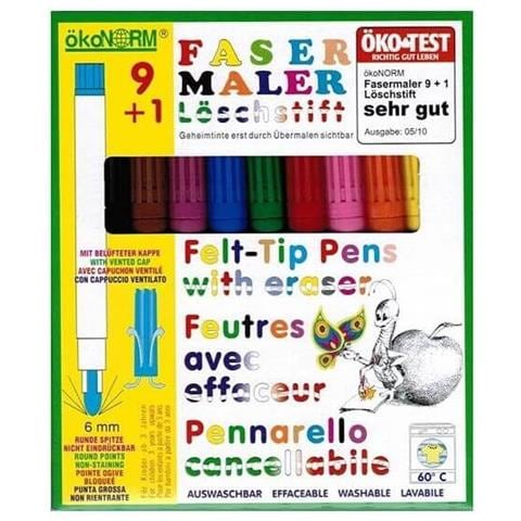 Scatola Di 9 Pennarelli A Base D'acqua + Cancellino - Foto 1