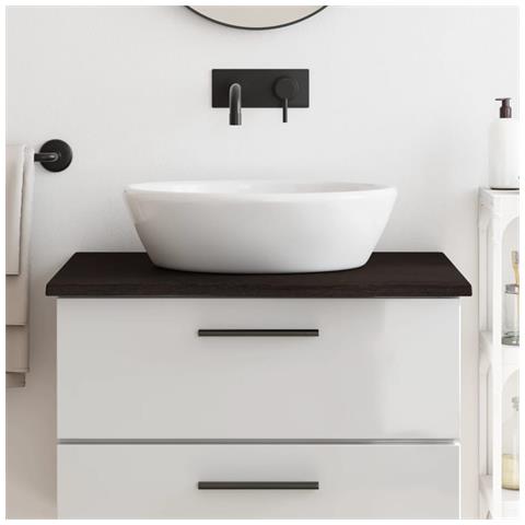 Piano Bagno Marrone Scuro 80x60x2 cm Legno Massello Trattato - Foto 2