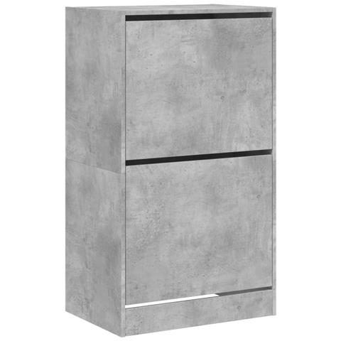Scarpiera 2 Cassetti Ribaltabili Grigio Cemento 60x42x108 Cm - Foto 2