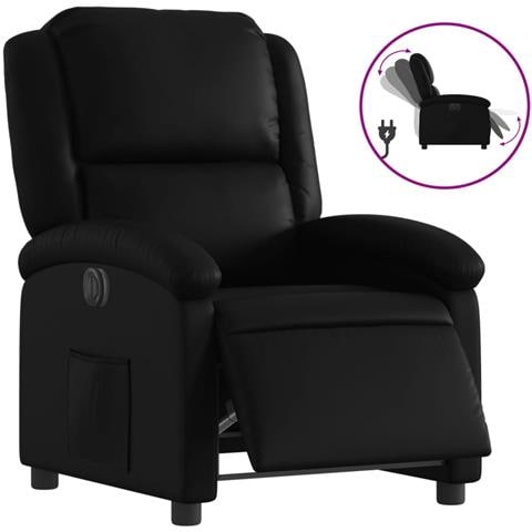 Poltrona Reclinabile Elettrica Nera In Similpelle - Foto 2