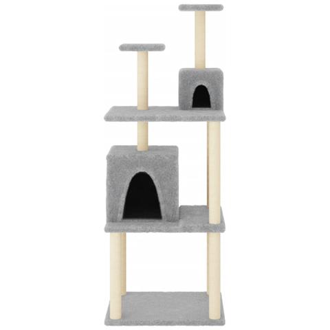 Albero Per Gatti Con Tiragraffi In Sisal Grigio Chiaro 167 Cm - Foto 2