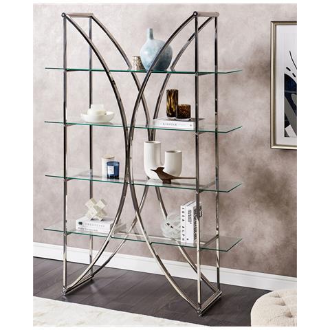 Mobile Con 4 Ripiani Hollow Metallo 175 Cm Argento - Foto 1