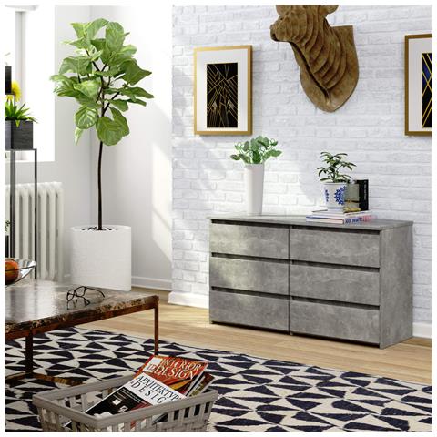 Cassettiera CL100, 6 cassetti, 100x35x57 cm, Colore Grigio Cemento - Foto 4