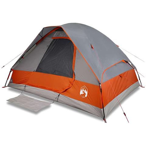 Tenda Da Campeggio A Cupola 6 Persone Grigio E Arancione - Foto 1