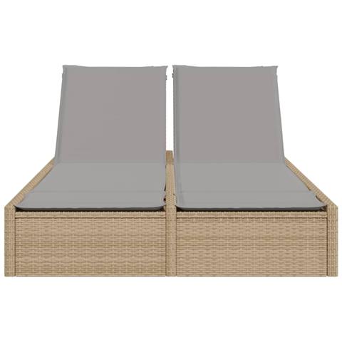 Lettino Prendisole Con Cuscini Beige In Polyrattan - Foto 3