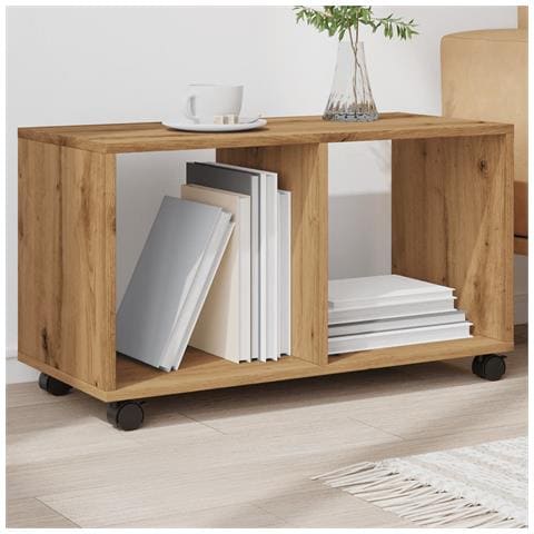 Mobiletto Con Ruote Rovere Artigianale 72x33x42,5 Cm Truciolato - Foto 1