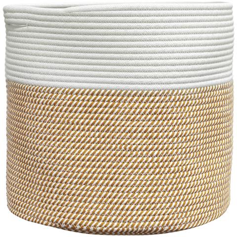 Cestino Portaoggetti Marrone E Bianco 40x35 Cm In Cotone - Foto 2