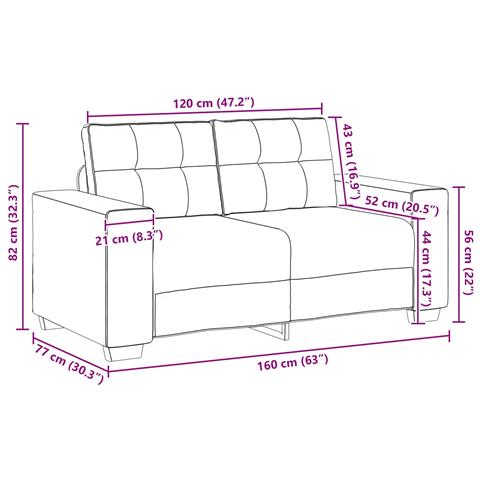 Divano Divanetto Marrone 120 cm in Velluto - Foto 2