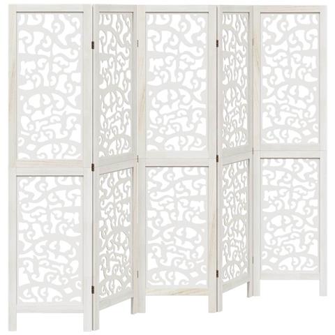 Divisorio Ambienti 5pannelli Bianco Legno Massello Di Paulownia - Foto 2