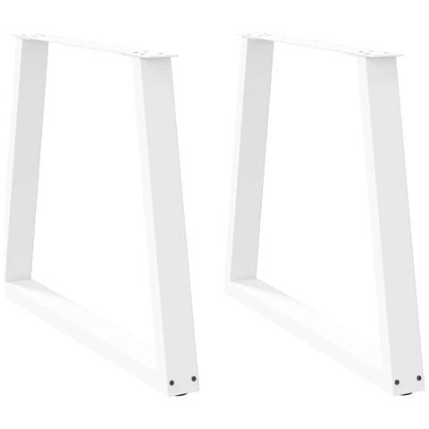 Gambe Per Tavolo Pranzo A V 2 Pz Bianco 80x(72-73,3)cm Acciaio - Foto 1