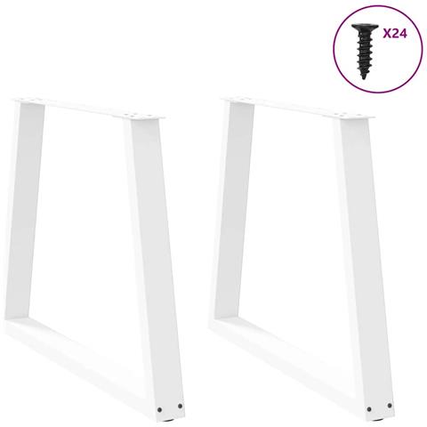 Gambe Per Tavolo Pranzo A V 2 Pz Bianco 80x(72-73,3)cm Acciaio - Foto 3