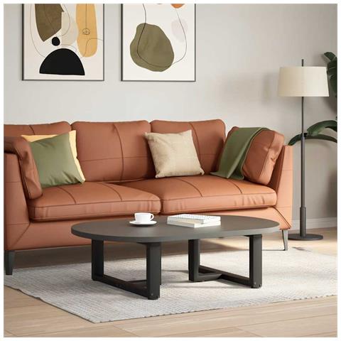 Gambe Tavolino Da Caffè A T 2 Pz Nero 60x25x(30-31) Cm Acciaio - Foto 2