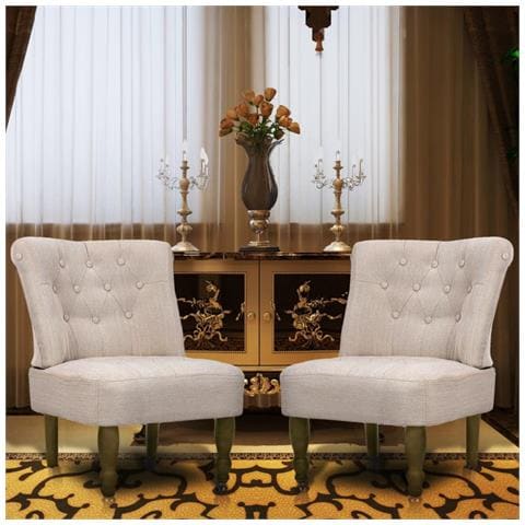 Lusso Casadino -  Poltrone In Stile Francese 2 Pz Crema In Tessuto - Foto 8