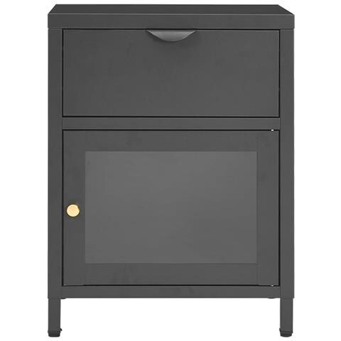 Comodino Antracite 40x30x54,5 Cm In Acciaio E Vetro - Foto 2