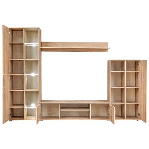 Lusso Casadino -  Parete Attrezzata Porta Tv Con Luci Led Rovere Sonoma - Foto 2