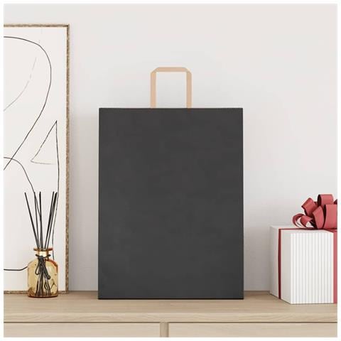 Sacchetti di Carta 250 pz con Manici Neri 32x12x42 cm - Foto 2