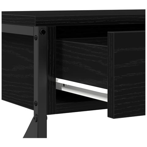 Tavolo Consolle Nero Rovere 100x28x75 cm Legno Ingegnerizzato e Acciaio - Foto 9