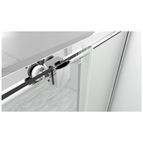 Box Doccia A Nicchia 180 Cm Porta Scorrevole Apertura Centrale H195 Cm Lisa Cromato - Foto 5
