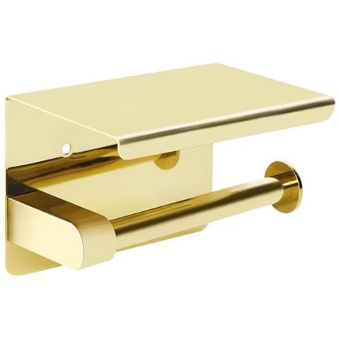 Porta Carta Igienica Da Parete Per Bagno Mensola Acciaio Inox Oro Lucido Appendiabiti - Foto 1