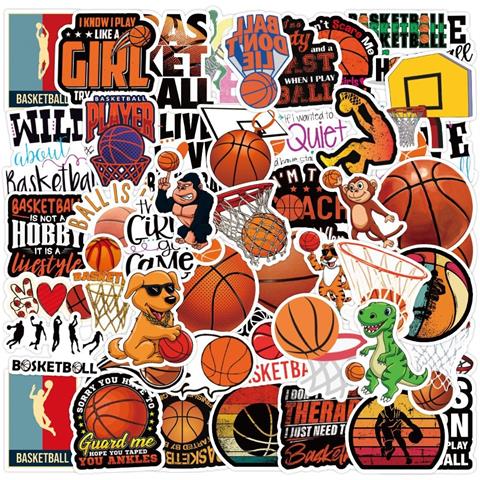 Set Di Adesivi Fai-da-te A Tema Basket - 50 Decalcomanie In Vinile Impermeabile Per Laptop, Borracce, Skateboard - Foto 1