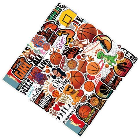 Set Di Adesivi Fai-da-te A Tema Basket - 50 Decalcomanie In Vinile Impermeabile Per Laptop, Borracce, Skateboard - Foto 2