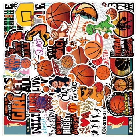 Set Di Adesivi Fai-da-te A Tema Basket - 50 Decalcomanie In Vinile Impermeabile Per Laptop, Borracce, Skateboard - Foto 3