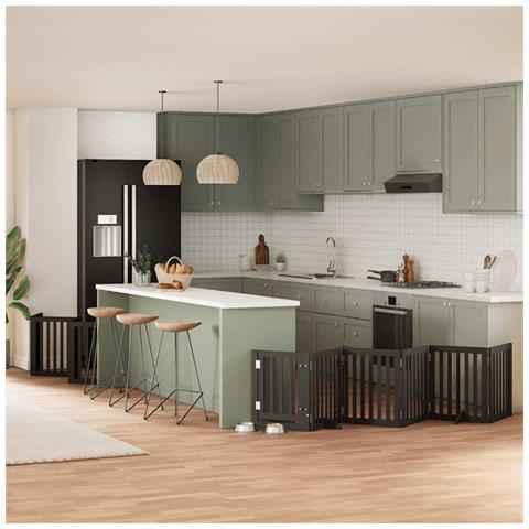 Cancello Cani Porta Pieghevole Nero 12 Pannelli 600 cm Pioppo - Foto 2