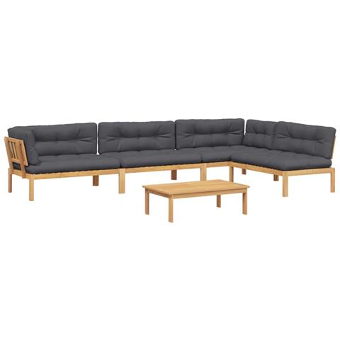 Set Divano Pallet Giardino 5pz con Cuscini Massello Acacia - Foto 1