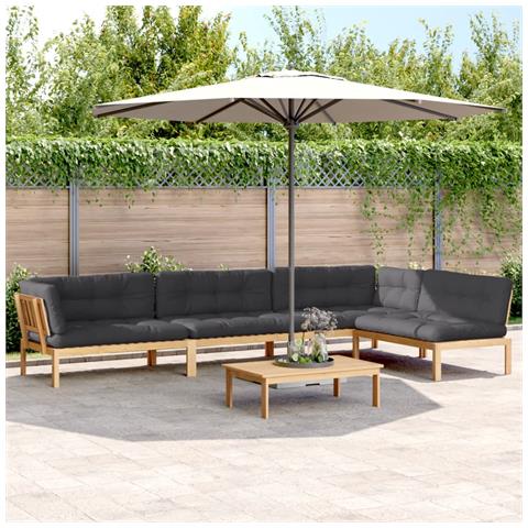 Set Divano Pallet Giardino 5pz con Cuscini Massello Acacia - Foto 2