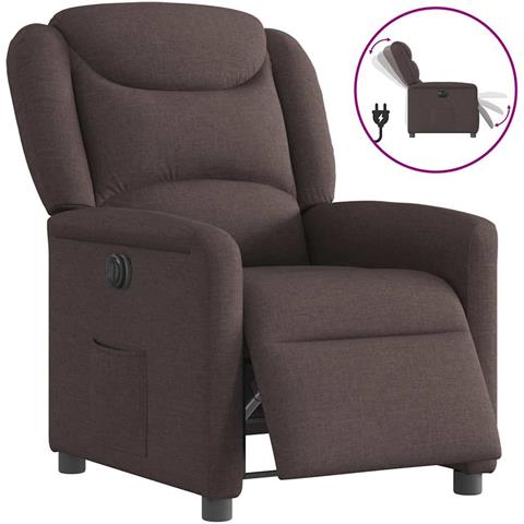 Poltrona Elettrica Reclinabile Marrone Scuro in Tessuto - Foto 1