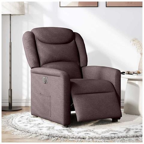 Poltrona Elettrica Reclinabile Marrone Scuro in Tessuto - Foto 2