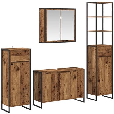 Set di mobili per il bagno Legno vecchio Legno multistrato - Foto 1